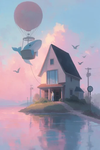 Ethereal Pastel Surrealism style reference image — towering cumulus clouds