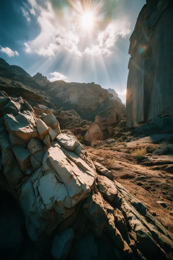 Cinematic Brutalist Sol style reference image — dramatic golden backlight