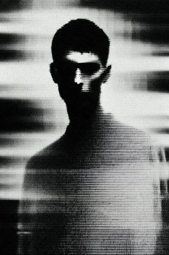 Analog Glitch Noir style reference image — high-contrast silhouette