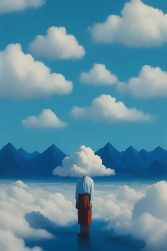 Minimalist Magrittean Dreamscape style reference image — minimalist surrealism