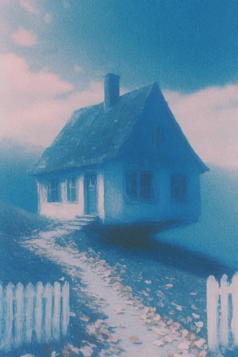 Nocturnal Cyanotype Dreamscape style reference image — liminal dreamscape