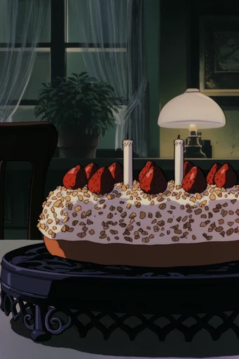 Nostalgic Nocturnal Anime style reference image — hand-painted cel animation