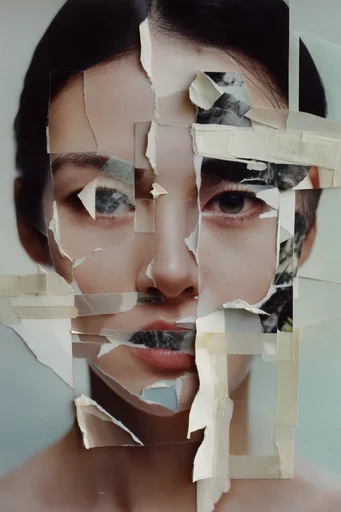Fragmented Tactile Realism style reference image — soft drop shadows