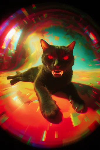 Neon Fisheye Dreamscape style reference image — psychedelic distortion