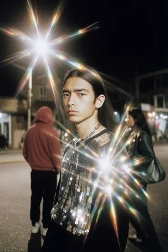 Prismatic Nocturnal Glamour style reference image — starburst lens flare