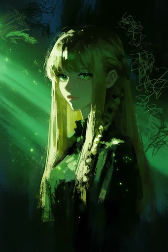 Luminous Emerald Chiaroscuro style reference image — expressive brushstrokes