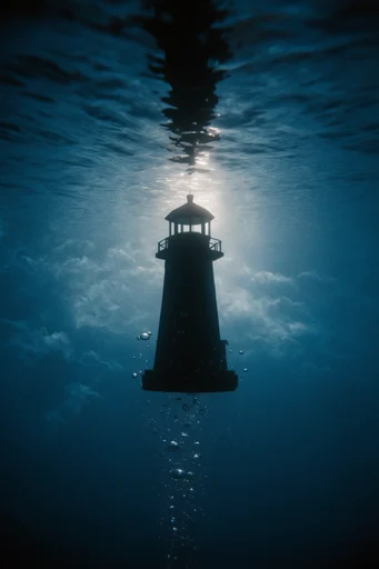 Cinematic Cobalt Abyss style reference image — volumetric light diffusion