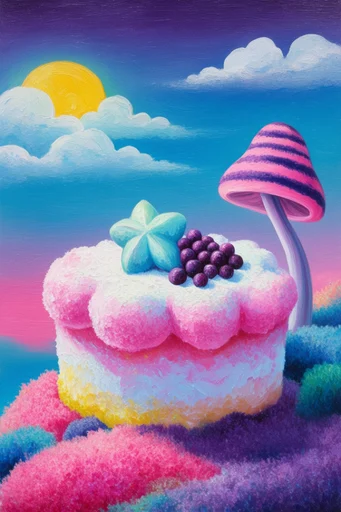 Surreal Neo-Pop Pastoral style reference image — bold graphic lighting