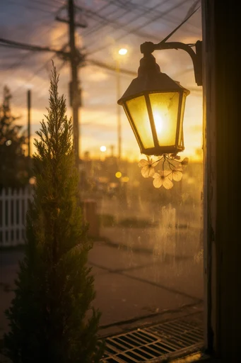 Ethereal Amber Nostalgia style reference image — golden hour backlighting