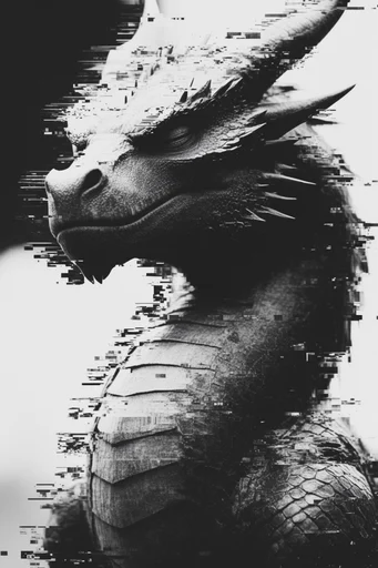 Monochrome Glitch Fragmentation style reference image — analog signal decay