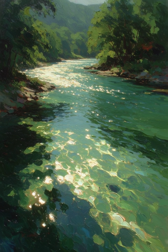 Luminous Impasto Waters style AI image example 2