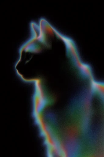 Spectral Glitch Surrealism style reference image — neon gradient halos