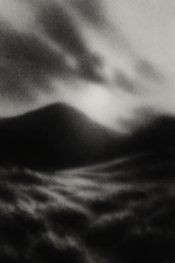 Atmospheric Monochromatic Noir style reference image — heavy tactile grain