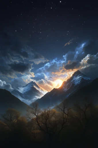 Celestial Nocturnal Sublime style reference image — deep indigo night sky