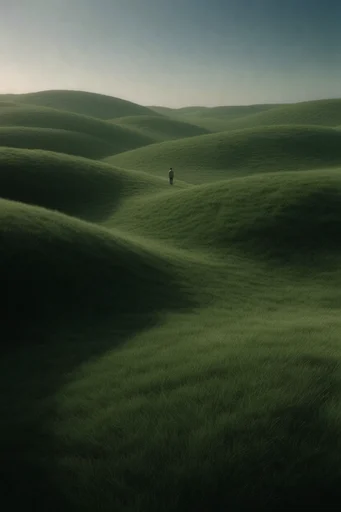 Velvet Surreal Landscapes style reference image — velvety moss terrain