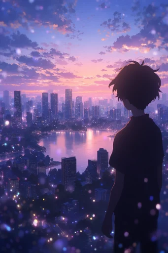 Ethereal Twilight Horizons style reference image — Makoto Shinkai style