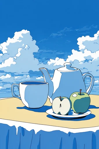 Minimalist Blue Nostalgia style reference image — bold ink outlines