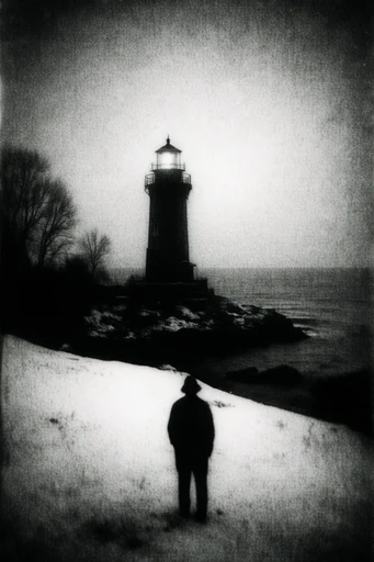 Haunting Monochrome Pictorialism style reference image — stark silhouette