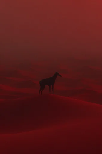 Monochromatic Crimson Noir style reference image — stark black silhouettes