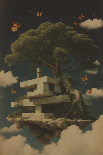 Ethereal Mossy Romanticism style reference image — overgrown architectural ruins