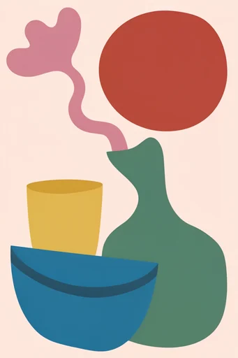 Vibrant Organic Vectorism style reference image — bold graphic shapes