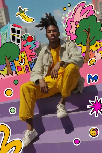 Vibrant Neo-Pop Collage style reference image — digital collage