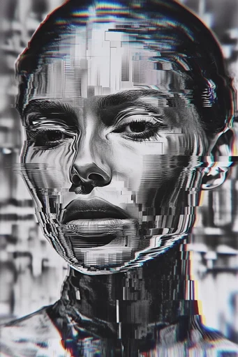 Monochrome Glitch Topology style reference image — pixel sorting