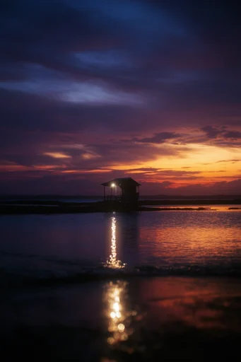 Luminous Twilight Liminality style reference image — cool blue and warm amber contrast