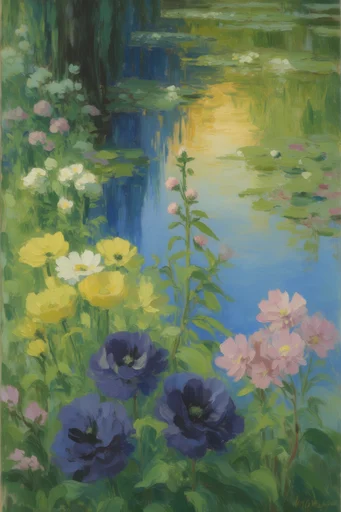 Sculptural Impressionist Waterscapes style reference image — vibrant color layering