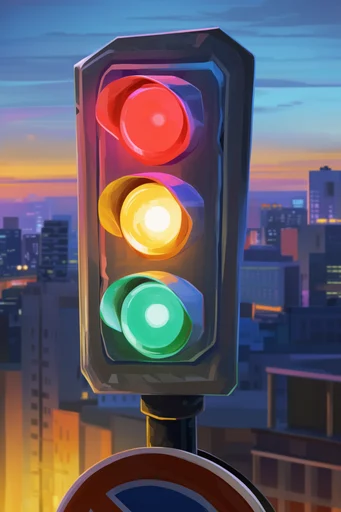 Neon Twilight Metropolis style reference image — neon and amber lighting