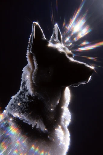 Prismatic Cosmic Glamour style reference image — theatrical high-fashion portraiture