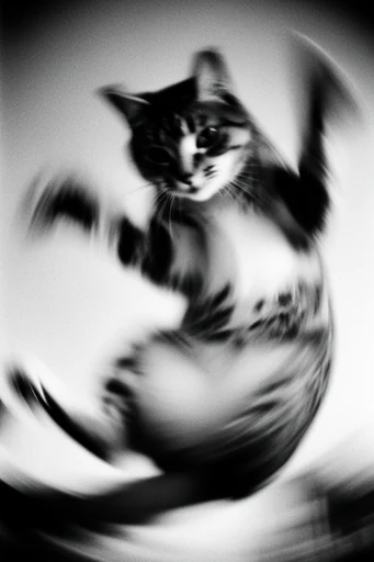 Monochrome Kinetic Vertigo style reference image — high-contrast monochrome