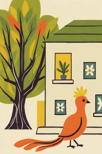 Retro Folk Risograph style reference image — risograph print style