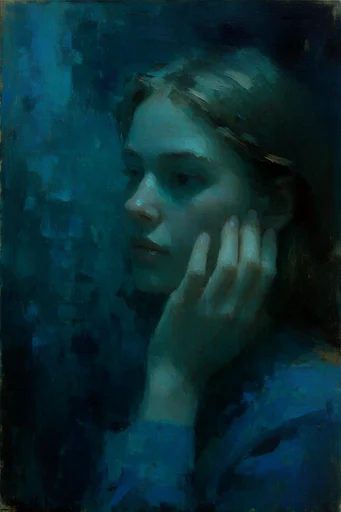 Nocturnal Emerald Etherealism style reference image — thick textured brushstrokes