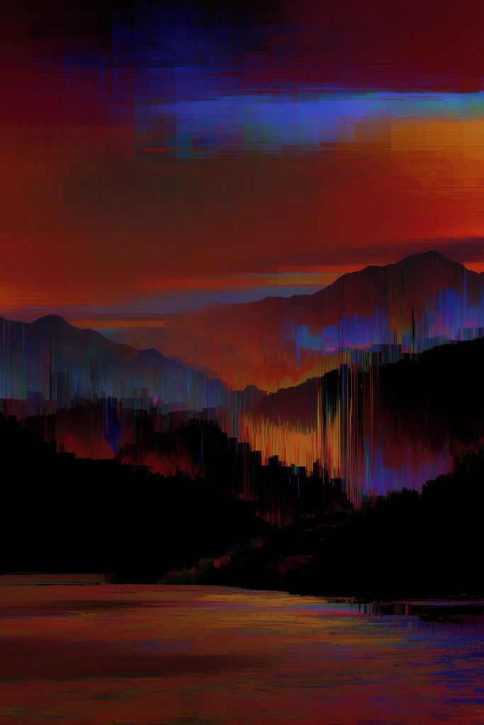Amber Glitch Decay style AI image example 2