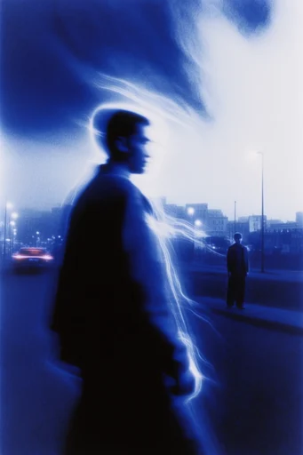 Nocturnal Cobalt Glitch style reference image — luminous aura