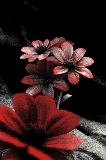 Crimson Noir Graphic style reference image — minimalist composition