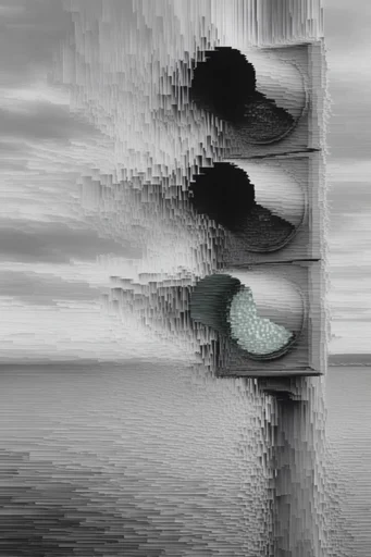 Monochrome Glitch Brutalism style reference image — monochrome glitch art