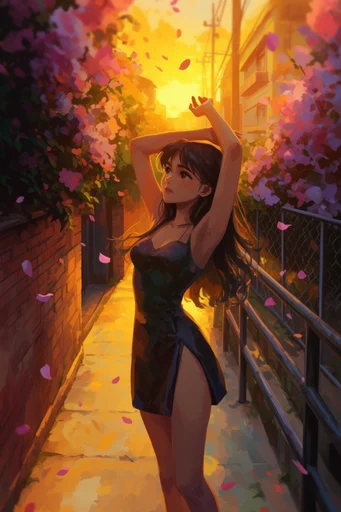 Nostalgic Golden Anime style reference image — Japanese urban landscape