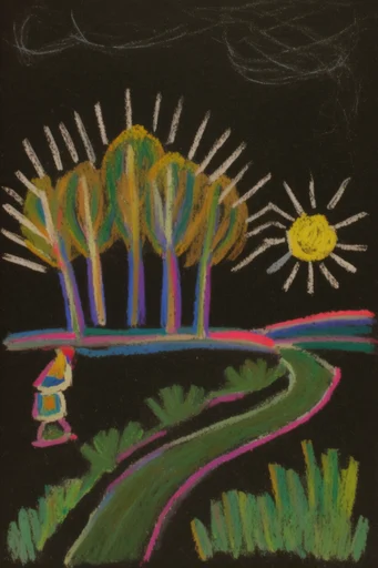 Esoteric Neon Radiance style reference image — textured chalk grain