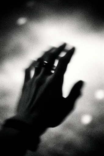 Ethereal Monochrome Noir style reference image — analog film grain
