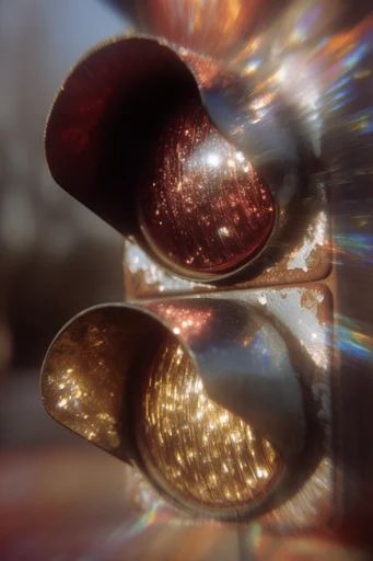 Celestial Prismatic Macro style reference image — iridescent glitter makeup