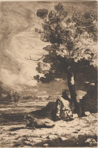 Monochrome Gothic Printmaking style AI image example 2