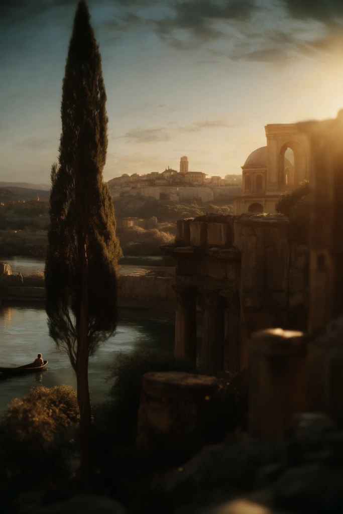 Cinematic Golden Chiaroscuro style AI image example 2
