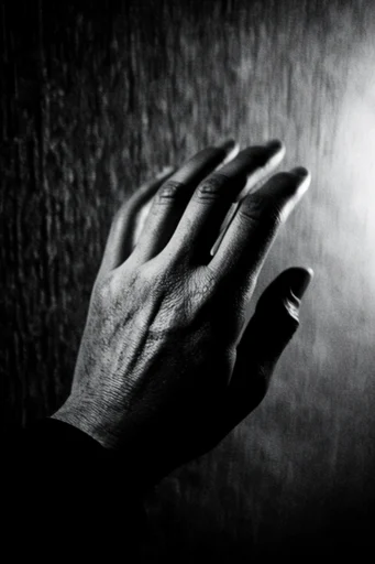 Gritty Spectral Noir style reference image — heavy film grain