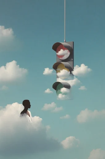 Minimalist Magrittean Dreamscape style reference image — Magritte-inspired