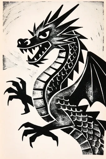 Monochrome Print Noir style reference image — linocut woodblock style