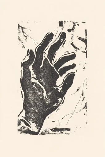 Textured Monochromatic Printmaking style reference image — handmade paper