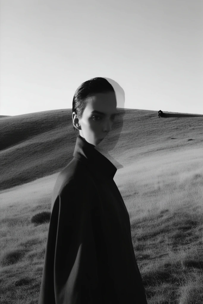 Minimalist Noir Monochrome style AI image example 2