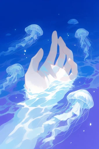 Luminous Azure Dreamscape style reference image — bioluminescent highlights